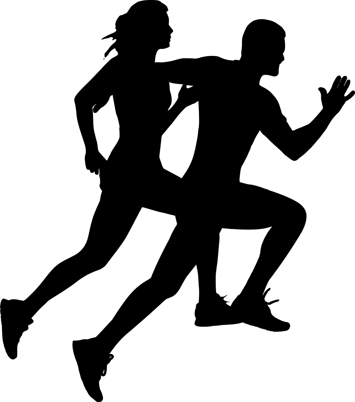 Silhouette von zwei rennenden Menschen